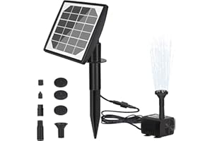 LEDGLE 2.2W Solarpumpe Solar Springbrunnen Pumpe Wasser Brunnen Panel 7 Verschiedenen Spray Köpfe, Teichpumpe für Außen 200 L/H Förderleistung für Vogel Bad, Teich, Aquarium, Fontänen, Garten