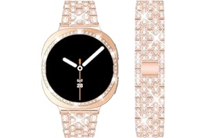 DEALELE Strap and Case Compatible with Samsung Galaxy Watch 8 40mm / 44mm, Bling Rhinestone Diamond Metal Bracelet with Shiny Protective Case Cover Replacement for Women Men