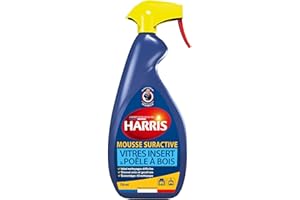 Harris Mousse Suractive pour Vitres Insert 750ml - Nettoyant Vitre Insert Cheminée à Bois et Poêle - Élimine Suie, Traces Incrustées, Mousse Active Nettoie Insert Cheminée, Poêle à Bois Efficacement