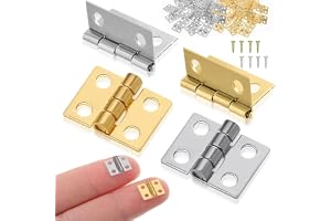 32 Gångjärn, Små med Skruvar 8 mm × 10 mm, Vikbara Skåpdörrgångjärn, Minigångjärn för Förvaringslådor, Kista, Gör-det-själv-p
