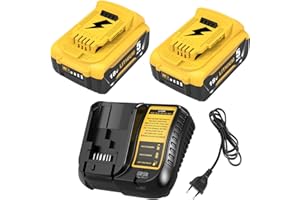IBANTI Recambio para Dewalt batería 18V para Dewalt batería DCB200 DCB201 DCB204 DCB101 DCB112 DCB115 DCB184 DCB180 DCB181 DCB182 con indicador LED (Amarillo)