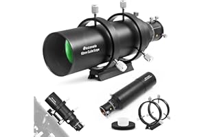 Astromania Guide Scope 60 mm kompaktes Deluxe-Sucher-Führungsrohr-Set mit doppeltem spiralförmigen Fokussierer, kompatibel mit 1,25-Zoll-Okular für astronomisches Teleskop und automatische