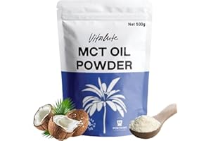 Vitalute Pure MCT Oil Powder (500g/50 Servings): Boost Ketones with 99%+ Purity, 100% Coconut Sourced, Ideal for Keto & Fasting, Vegan & Gluten-Free, Lab Tested
