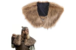 CXNXFD Herren Kunstpelzkragen Schal Schal, Wikingerfell Schulterfell, Mittelalterlicher Krieger, Karneval, Kostümparty