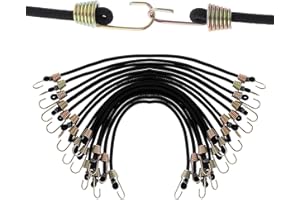 Amaxiu 15 Piezas Cuerdas Elásticas con Ganchos, Cuerdas Elásticas de Goma de 25.4 cm con Ganchos de Metal, Resistentes al Desgaste para Asegurar Lonas, Lonas, Bicicletas, Tiendas de Campaña