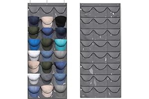 Yunyige Cap Halterung Tür,Kappen Aufbewahrung,Cappy Aufbewahrung mit 24 Taschen,Basecap Halterung für Aufbewahrungs Baseballkappen (Grau)