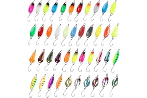 LURICO Cucchiaini da Pesca Esche Artificiali 43 Pezzi, Fishing Set, Kit con scatola, spoon per trote, trout area, Multicolore