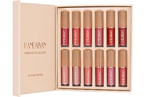 HOPHAT Lot de 12 rouges à lèvres mats en velours, nude, rose, imperméable, longue durée, antiadhésif, ne se décolore pas, brillant à lèvres liquide, cadeau pour femme
