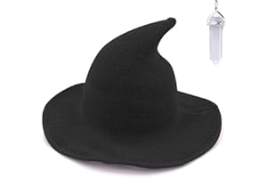YAMEE Womens Witch Hat Wizard Kinitted-Wool Hats Adult Costume Party Accessory Halloween Masquerade Cosplay Cap
