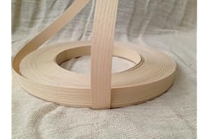 REAL WOOD VENEER EDGING 18MM WIDE Pre Glued Iron on Ash Wood Veneer Edging Tape 18mm Wide x 5metres.