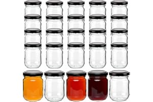 gouveo 25er Set Einmachgläser 125 ml Helix mit Schraubdeckel schwarz - Kleine Vorratsgläser mit Schraubverschluß TO53 - Schraubgläser für Marmelade, Honig, Gewürze, Selbstgemachtes (HEG125SZ)