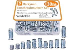 DARKYOUN Einschraubmutter Einschraubmuffen Gewindebuchse Gewindeeinsatz Holz Gewinde Einzelteile aus Verzinktem Stahl Muttern für Holzmöbel CNC-Frästisch DIY-ERS (M6 M8 M10)