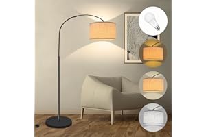 Marlrin Bogenlampe Stehlampe Wohnzimmer wird mit einer 12W E27 Glühbirne geliefert, 3 Farbtemperaturen, Elegante Bogenlampe Stehlampe Wohnzimmer Dimmbar, Geeignet für Schlafzimmer, Lesen, Büro usw