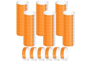 KINBOM 600 Uds Pulseras Identificativas, Impermeables Pulseras de Papel para Eventos Coloridas Pulseras de Fiesta Discoteca Pulseras de Entrada para Festivales de Música Conciertos Concursos (Naranja)