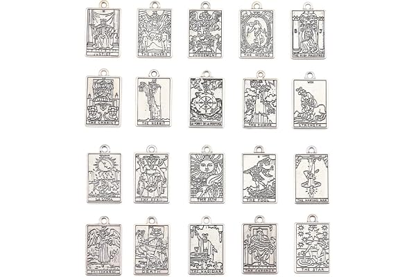 SUNNYCLUE 1 låda 40 st 20 stilar tarotkort berlocker tarotberlocker bulk antik silver tibetansk stil rektangel måne sol stjärna tur ouijas halloween gotiska hängen bulk för smyckestillverkning örhänge