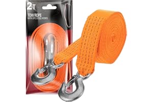 Xtremeauto Cinghie resistenti per funi di traino con ganci in acciaio, attrezzatura per il recupero di guasti dell'auto, 2 tonnellate, lunghezza 4 m (2 tonnellate)