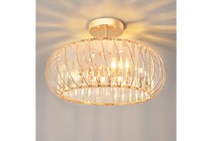 ANWIO Gold Chandelier,Light Shade,Ceiling Lights Living Room Modern,3-Light Flush Ceiling Light,Lights Fittings Ceilings,Bedroom Crystal Chandelier lampshade(E14,NO Bulbs, DIAM 40CM)