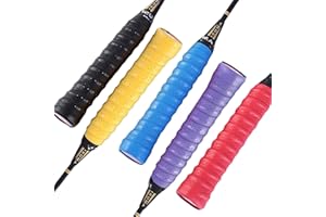 SHUXIA 5pcs Badminton Racket Grip Tape Anti Slip Overgrip,Super Breathable Perforated Grips,Badminton Grip Tape,Replacement Grip Tape Squash Grips for Tennis Racket,Badminton(5clolors,2.5 * 110cm)