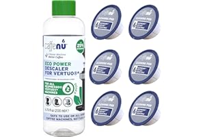CAFFENU Descaling Kit and Cleaning Capsules Compatible With Nespresso Vertuo. 200ml Descaler Solution & 6 Cleaning Pods. Provides Hotter, Better Tasting Coffee. 4 Months Supply.