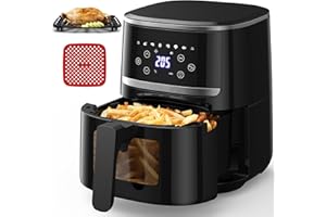 PORTOALEGRE Friggitrice ad aria 4.5L con finestra di osservazione, Viene fornito con cuscinetti in silicone alimentare,Con funzione di memoria,8 menu preimpostati,Basso rumore