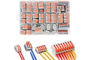 ZFYQ Wire Connectors, 100 Pieces of Compact Cable Terminal Blocks Quick Spring, with Clamp 2-Port, 3-Port, 5-Port, 8-Port, for Solid, Stranded and Flexible Wires