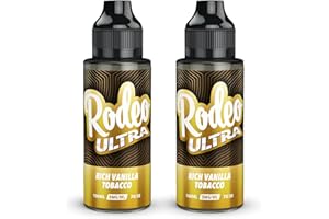 Twin Pack - 2 x 100ml Rich Vanilla Tobacco Rodeo Ultra E Liquid Premium 70/30 Vape Juice Sub Ohm E Cig 0mg Flavoured eJuice E Cigarette No Nicotine Short Fill (Rodeo E Liquid)