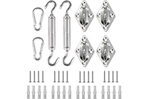 SUGFAY Kit de Fixation pour Voile d'Ombrage,24 Pcs Inoxydable Kit de Montage Fixations d'ombrage de Voile,Kit Accessoires de Fixation de Matériel pour Auvents Carrés Rectangle et Triangulaires