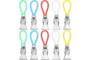 Mabor 10 Stück Edelstahl Handtuchklammern mit Aufhängering, Aufhänger für Handtücher Bunte Ersatz Geschirrtuchhalter Rutschfeste Handtuchclips für Küche und Bad