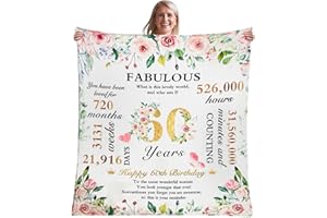 VICTERR 60th Birthday Gifts For Women, Throw Blanket For 60th Birthday, 60th Birthday Decorations, 50"x60" Soft Flannel Blanket, 60th Birthday Gift for Her, Wife, Sister, Friend