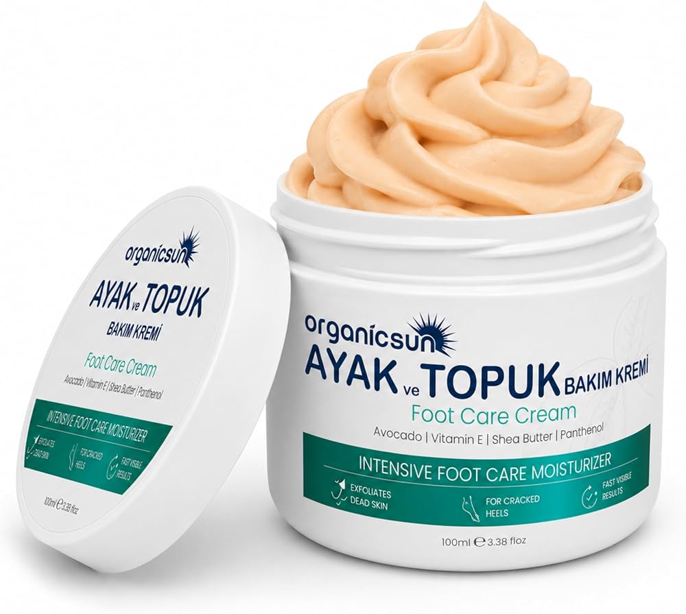 Organicsun Ayak ve Topuk Çatlak Bakım Kremi 100ml - Ayak Kokusu, Tırnak Bakımı Avokado ve Shea Yağlı Yoğun Nemlendirici