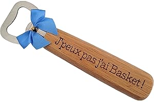 BOMOSKI Décapsuleur Basket-Ball en Bois Gravé et Personnalisé sur le Thème du Basket - Cadeau Fan de Basket Original pour Anniversaire, Noël Accessoires de Basket-Ball Humoristique