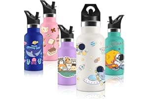 VIKASTAR Vikaster Borraccia Termica con Cannuccia, Borraccia Termica Bambini in Acciaio Inox 350ml, Senza BPA, 12H Caldo/24 Freddo, Adatto a Ragazzo, Ragazza, Scuola, Parco Giochi, Parco Divertimenti