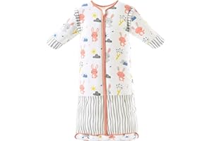 Chilsuessy Sacco nanna invernale 3,5 Tog, per bambini con maniche rimovibili, biologico, per ragazzi e ragazze dai 1 ai 10 anni, coniglietto rosa, L (100-130 cm)