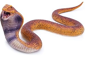 SIENON Realistic Fake Snakes Toy Soft Rubber Snake Figure Garden Snake Scare Birds and Squirrels, Cobra Action Model Snake Toy Figurines Stress Relief Toys Halloween Prank Props (Cobra)