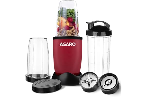 AGARO Regal 3 Jar Personal Blender, 400 Watts, Mixer/Grinder/Smoothie/Juice Maker, Serrated & Cross Ss Blade, Copper Motor, Juices, Nut Butter, Milkshakes, Idli/Dosa, Indian Spice Masala & Chutney