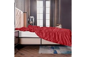 ‎THXSILK THXSILK Seide Bettbezug, Seide Tröster Cover, Seidenbettwäsche, 100% 19 Momme Bestnote Maulbeerseide Bettwäsche - Rot 135 x 200cm