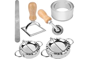 Ezydka Ravioli Former Set 7 Stück Ravioli Maker, Edelstahl Dumpling Maker Teigtaschenformer Mit Ravioli Ausstecher und Teigrädchen für Dumpling Ravioli machen
