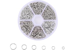 HABNI 880 Pcs Anillos Abiertos Anillos De Salto De Metal Anillos De Acero Inoxidable Anillos De Salto Para Reparación De Joyas Anillos De Salto Para Collares Y Pulseras Plata 4-10Mm