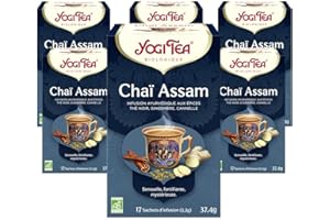 YOGI TEA, Chaï Assam, Thé Bio, Mélange de Thé Noir, Gingembre et Cannelle, 102 (6x17) Sachets de Thé