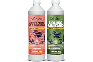BIO-CHEM CLEANTEC Bio-Chem - Set di 2 Prodotti detergenti per WC di Camper e roulotte - Liquido Sanitario 1L e Additivo Sanitario 1L - Nuova Formula con microrganismi per WC chimici da roulotte