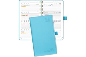 POPRUN Agenda de Poche 2023 2024 16,5x9 cm-Petit Planner Semainier Scolaire 17 Mois D'août 2023 à déc 2024 avec Couverture Souple Spirale, Fente Pour Carte, Papier Certifié FSC®80 g/m²-Bleu Vert