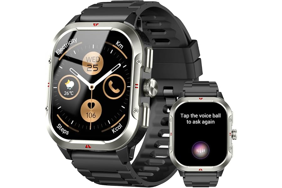 Jugeman Reloj Inteligente Hombre con GPS, 2.06'' Smartwatch,Fitness Tracker | Llamadas Bluetooth, IP68, 110+ Modos Depor