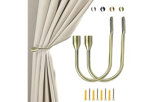 ALEENFOON U Design Curtain Tieback Hook Tieback Metal Curtain Tie Back Holdbacks Curtain Tiebacks 2 Pieces (Bronze)