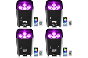 LeLeght 4PCS 6x18W LED Par Can Rechargeable 9600 mAh Battery Powered Uplights RGBWA+UV Remote/APP/DMX512 Control Stage Lights Uplighting Indoor for Wedding DJ Church Chrismas Dance