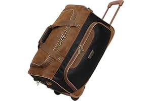 ROCKLANDS LONDON Rocklands® Lightweight Suede Wheeled Holdall Trolley Suitcase Large Small Duffle Travel Bag with Telescopic Handle (Small 20 (H51xW27xD29 cm), Black)