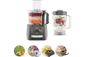 Kenwood MultiPro Compact FDP31.170GY, Robot Culinaire, Fonction Pétrissage et Disque Trancheur, Blender 1.2L, 2 Vitesses + Pulse, Bol 2.1L, 800W, Gris