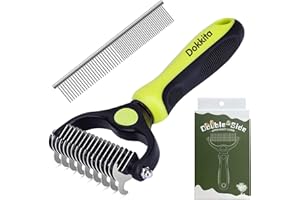 DOKKITA Brosse Chien Chat Poil Long, Brosse Chien Chat Poil Court, Peigne Démêloir Chien Chat Poil Long ou Court, 17+9 Lames Arrondies, Brosse Toilettage Chien Chat pour Sous Poils ou Poils Morts et Les Nœuds