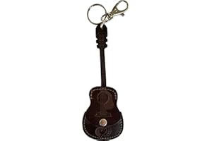 Etabeta Artigiano Toscano | Portachiavi Portaplettri Chitarra in Vera Pelle Conciata al Vegetale | Made in Italy (testa di moro)