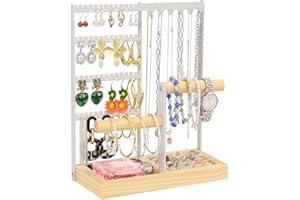 GBLAVM Organizador de Joyas de 4 Pisos,Soporte para Joyas de Joyas con Bandeja y Soporte para Pendientes,Joyero organizador para Anillos,Collares y más,Organizador con soporte para Pendientes