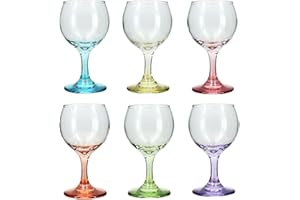 NOVASTYL - Lot de 6 verres à pied ballon 19cl en verre couleurs assorties - 1605169